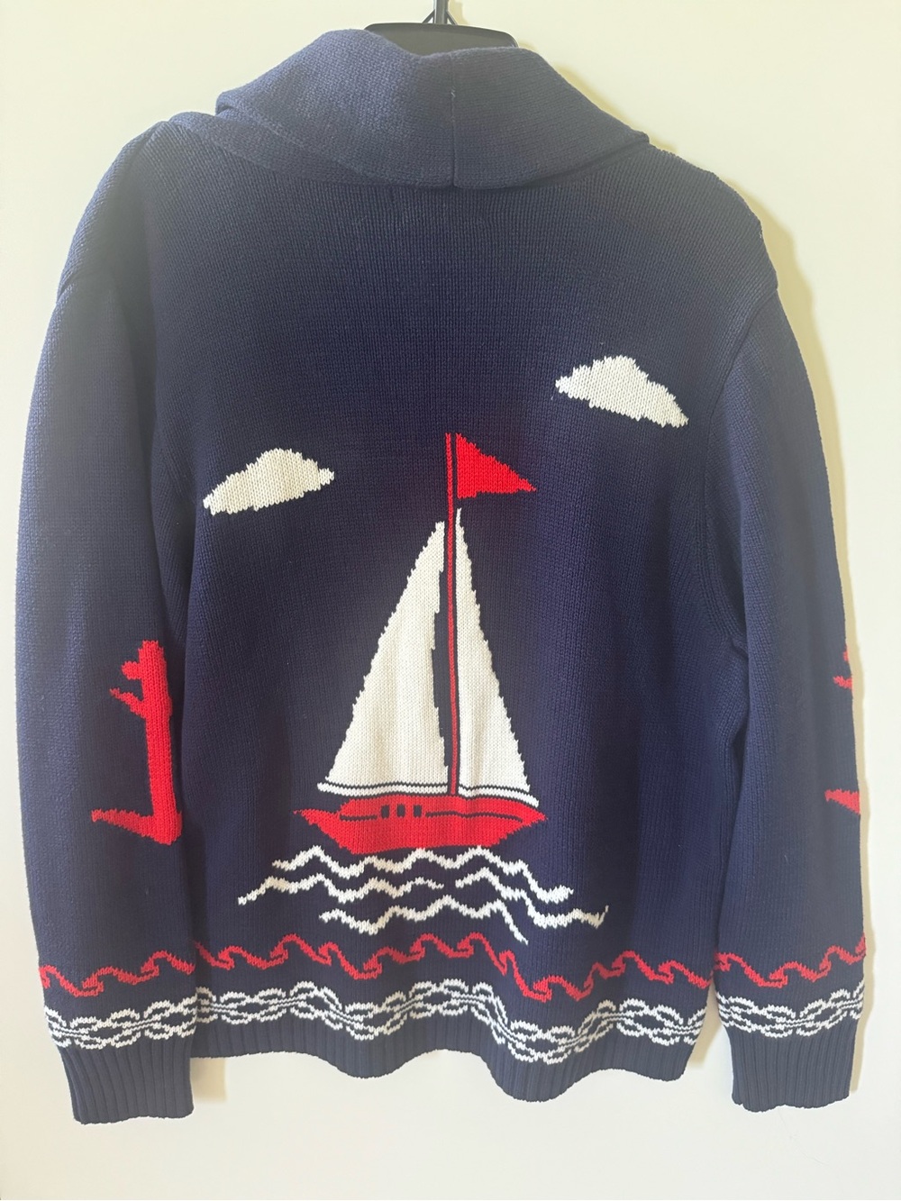 NWT Nautical Sailboat Cardigan XSmall Anthropologie Inspired Coastal Sweater - Picture 2 of 3